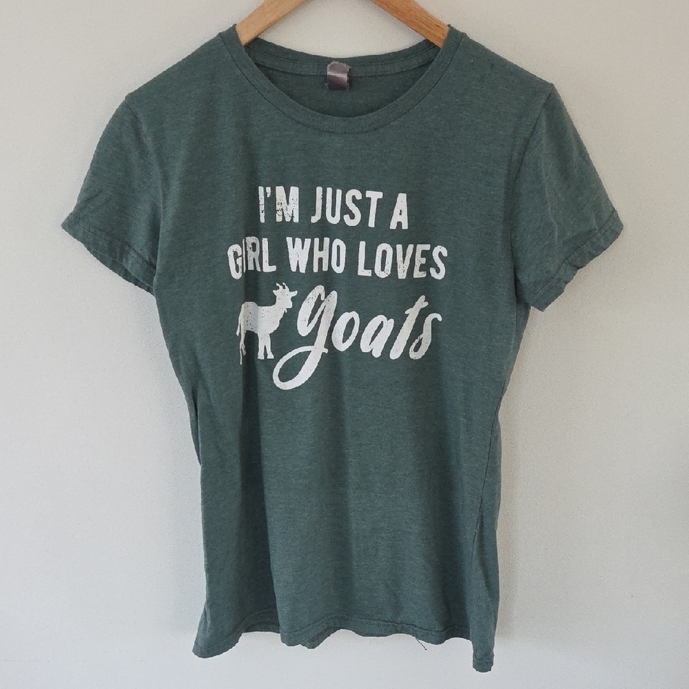 Green Tee - Girl Who Loves Goats